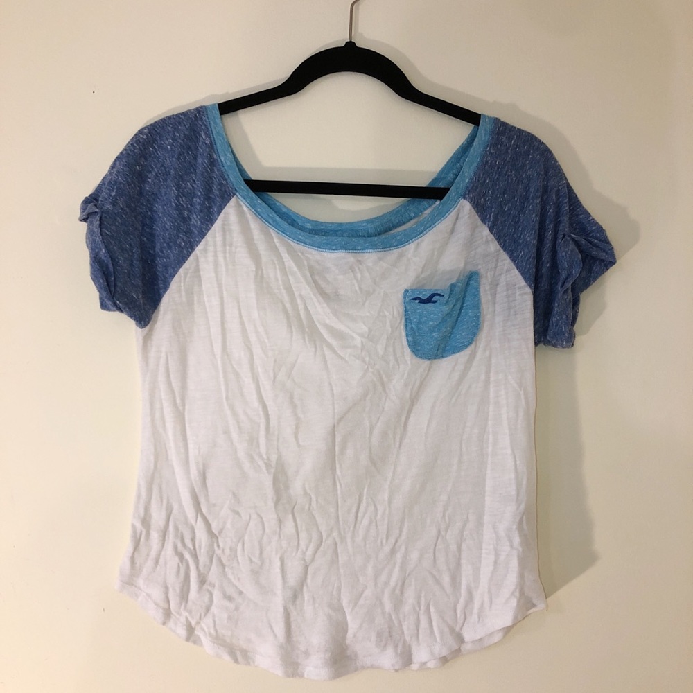 Hollister White and Blue T-Shirt.